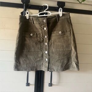 Peach Love California Olive Green Button-Front Mini Skirt